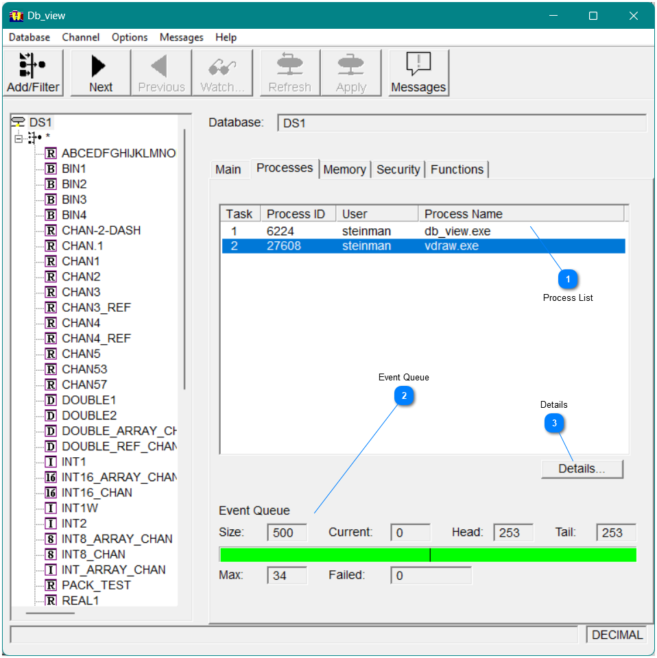 Viewing database information